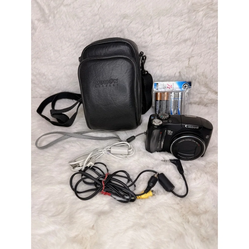 Canon PowerShot SX100 IS Digital Camera 8.0MP 10x Zoom Blk Bundle PC1256 Works!